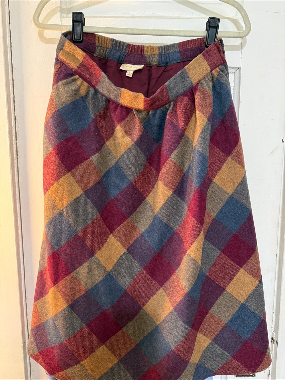 Modcloth Plaid A-Line Skirt in Burgundy, Mustard & Blue